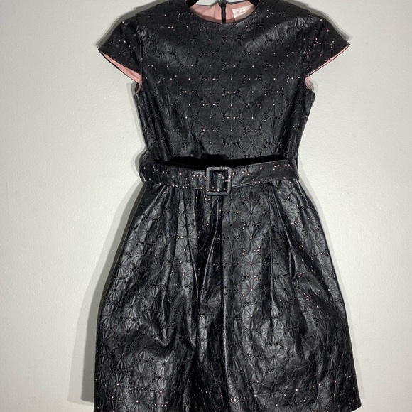 Black Leather Floral Dress**Age 12 - Picture 3 of 8